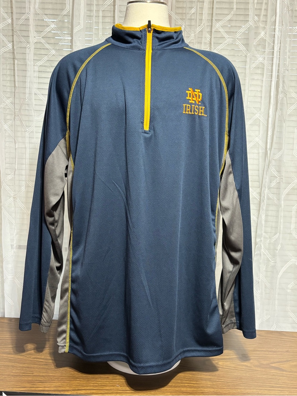 Notre Dame Fighting Irish 3 XLT Quarter Zip Navy jacket 31 p2p 36”L Fanatics